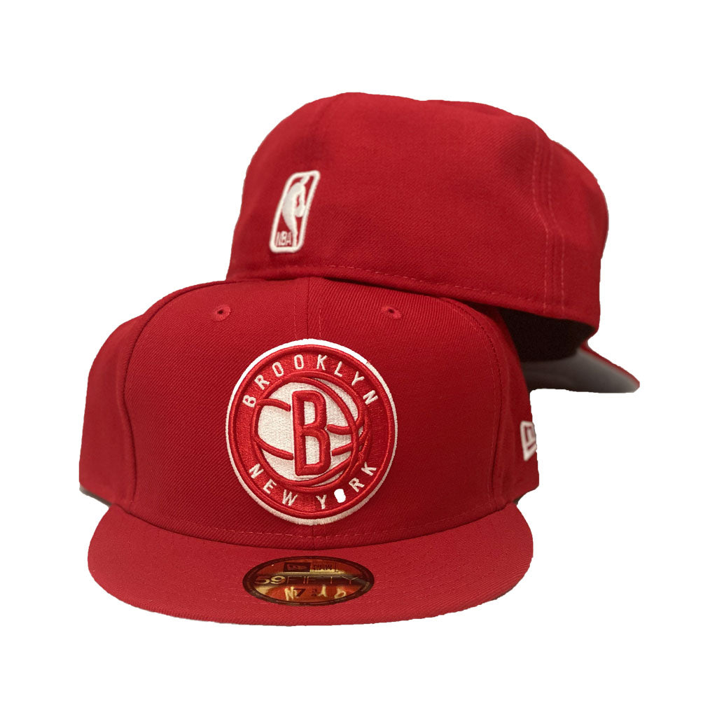 Men's Brooklyn Nets New Era White/Red 59FIFTY Fitted Hat