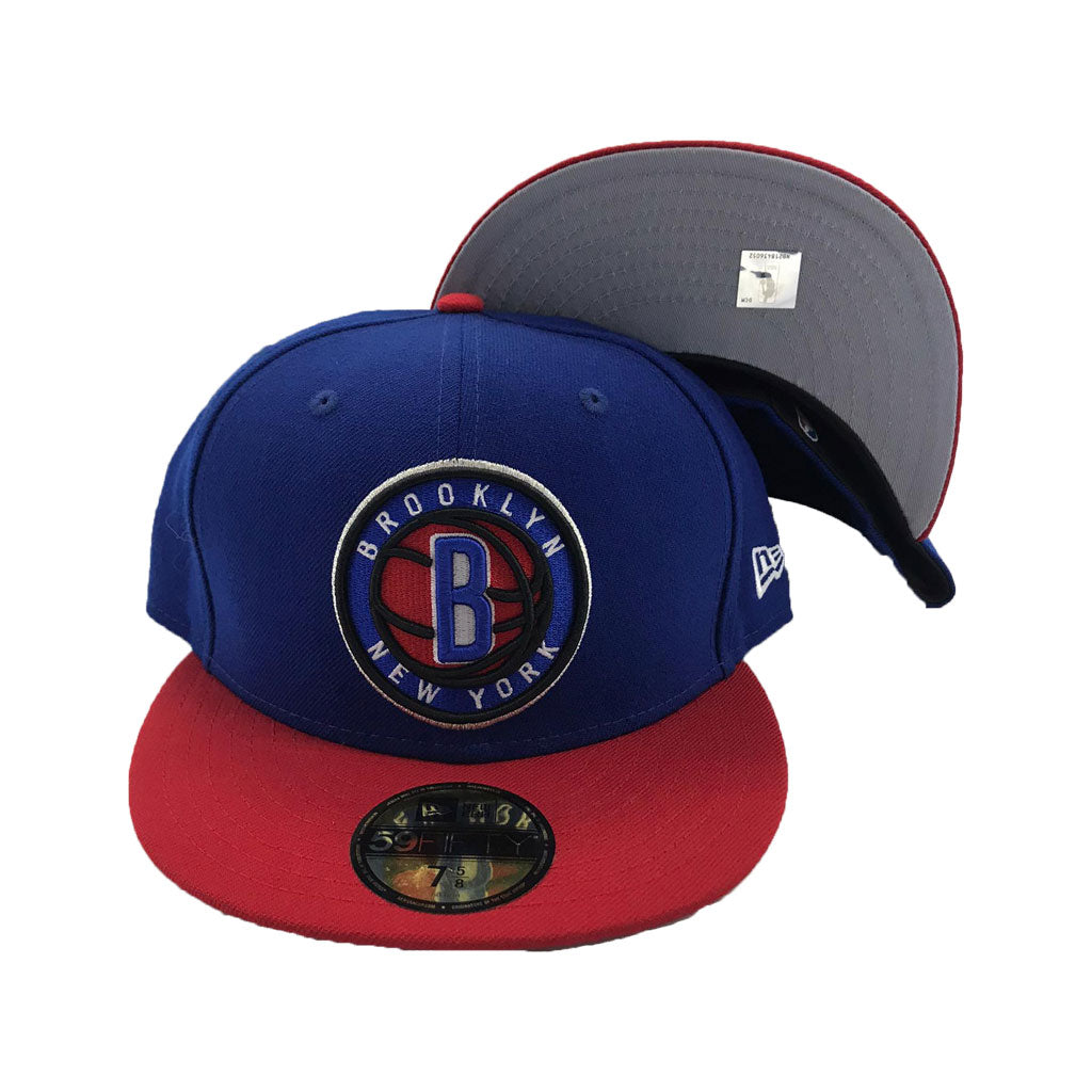 Brooklyn Nets Royal Blue Cap Red visor New Era Fitted Hat