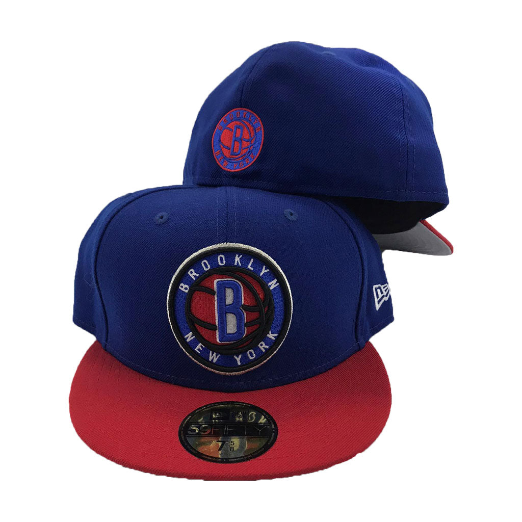 Brooklyn Nets Royal Blue Cap Red visor New Era Fitted Hat