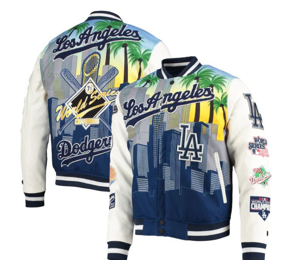 Vintage LA Dodgers Team Blue And White Varsity Jacket - Maker of