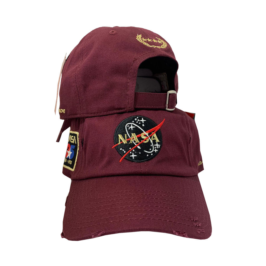 FIELD GRADE BURGUNDY NASA DAD HAT 25TH ANNIVERSARY PATCH