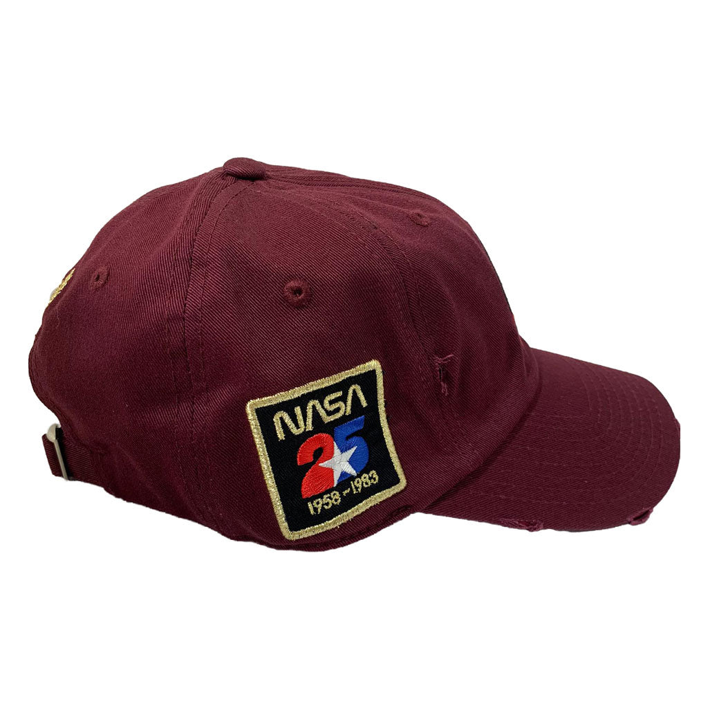 FIELD GRADE BURGUNDY NASA DAD HAT 25TH ANNIVERSARY PATCH