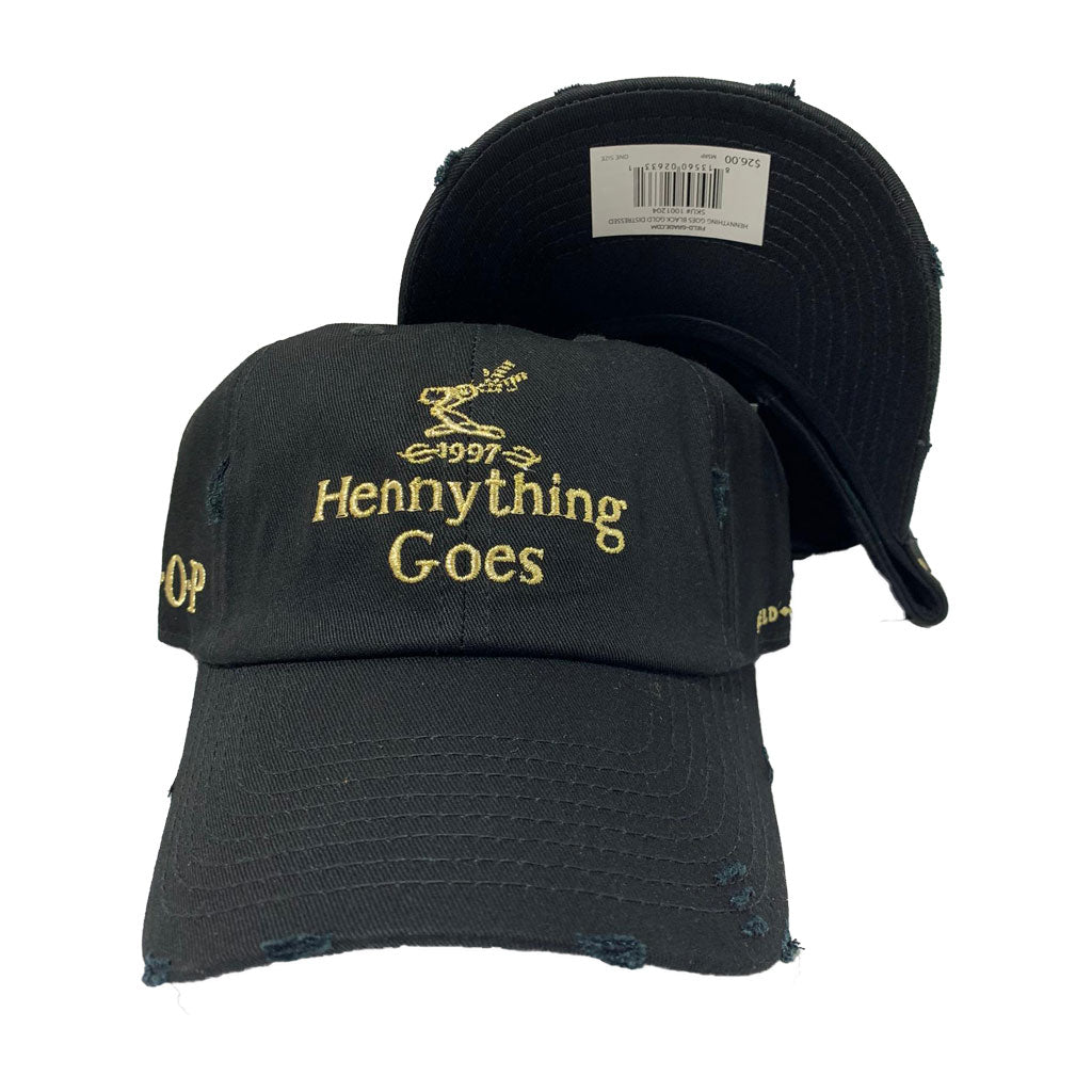 FIELD GRADE HENNYTHING GOES DAD HAT-BLACK CAP GOLD LOGO