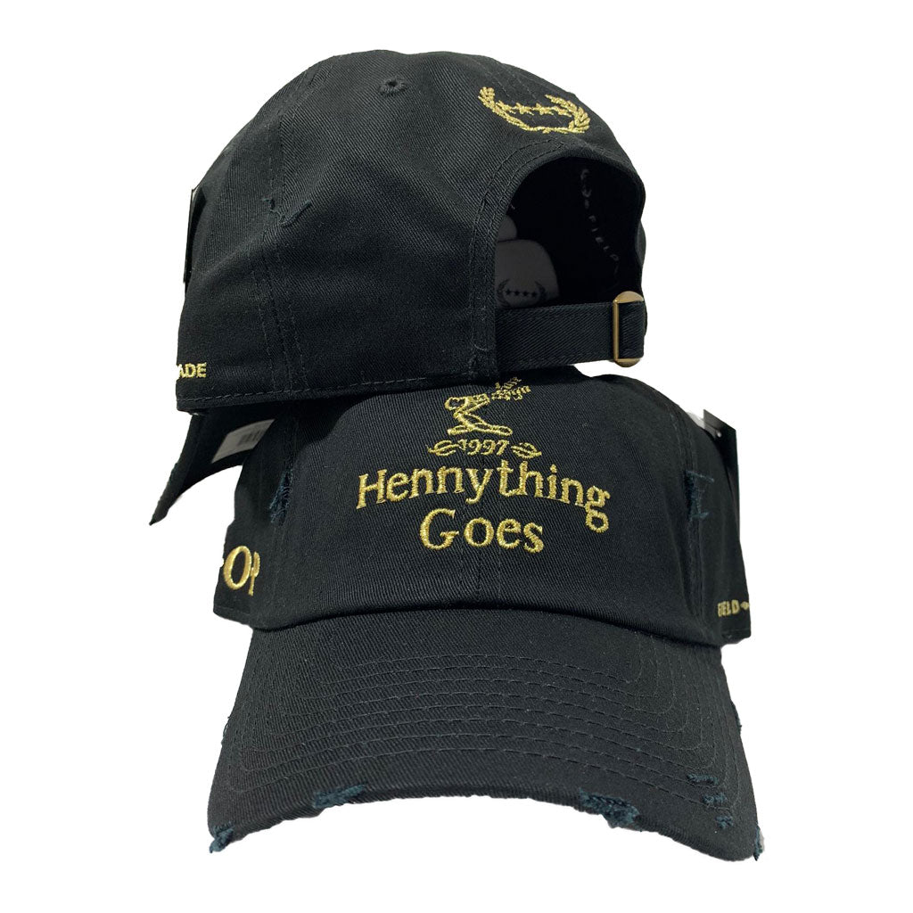 FIELD GRADE HENNYTHING GOES DAD HAT-BLACK CAP GOLD LOGO
