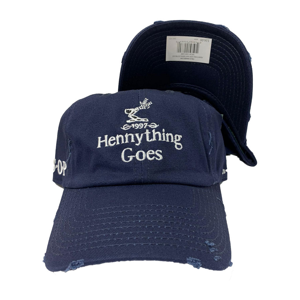 FIELD GRADE HENNYTHING GOES DAD HAT- NAVY CAP WITH WHITE  LOGO