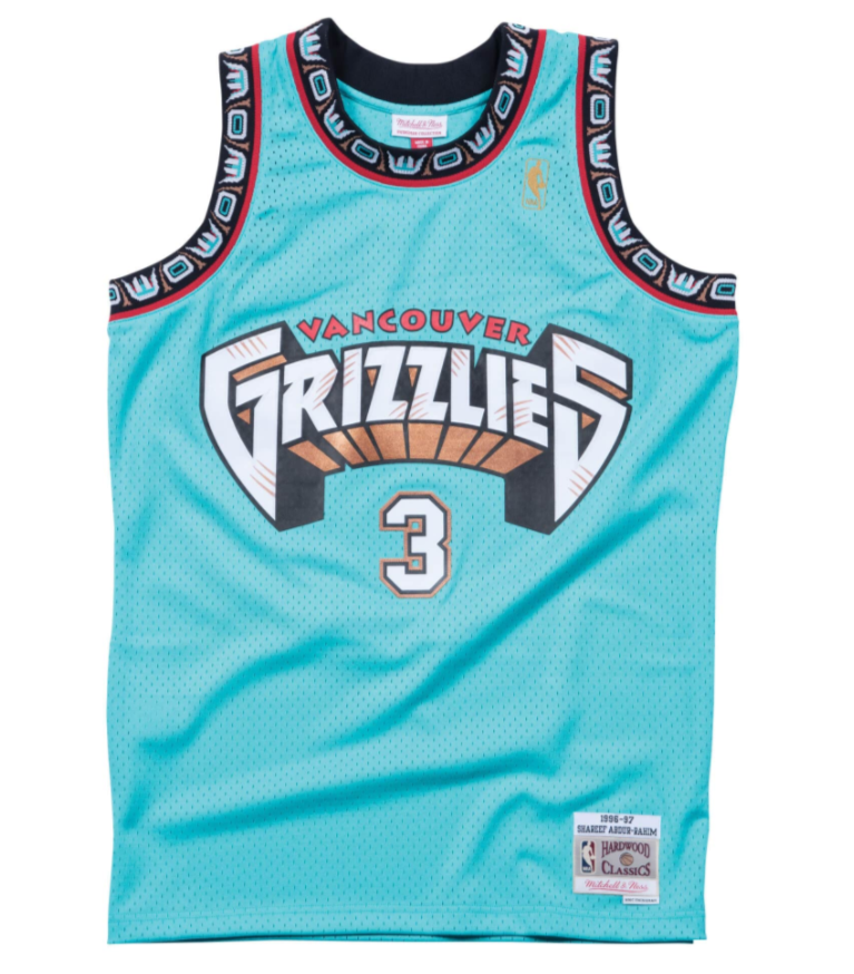 SHAREEF ABDUR-RAHIM VANCOUVER GRIZZLIES MITCHELL & NESS 1996 SWINGMAN JERSEY