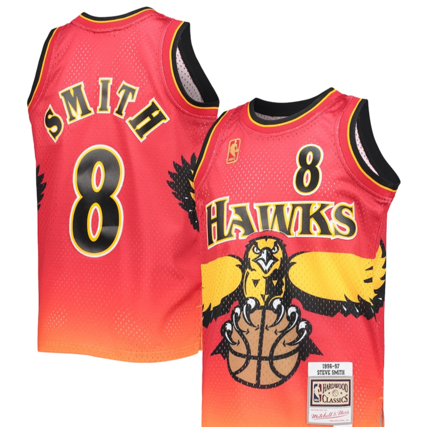 ATLANTA HAWKS 1996 STEVE SMITH FADEAWAY NBA MITCHELL & NESS SWINGMAN JERSEY