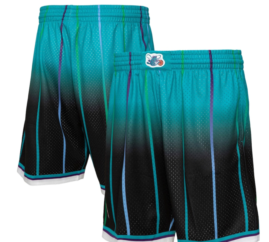 CHARLOTTE HORNETS FADEAWAY 1995 NBA MITCHELL & NESS SWINGMAN SHORTS