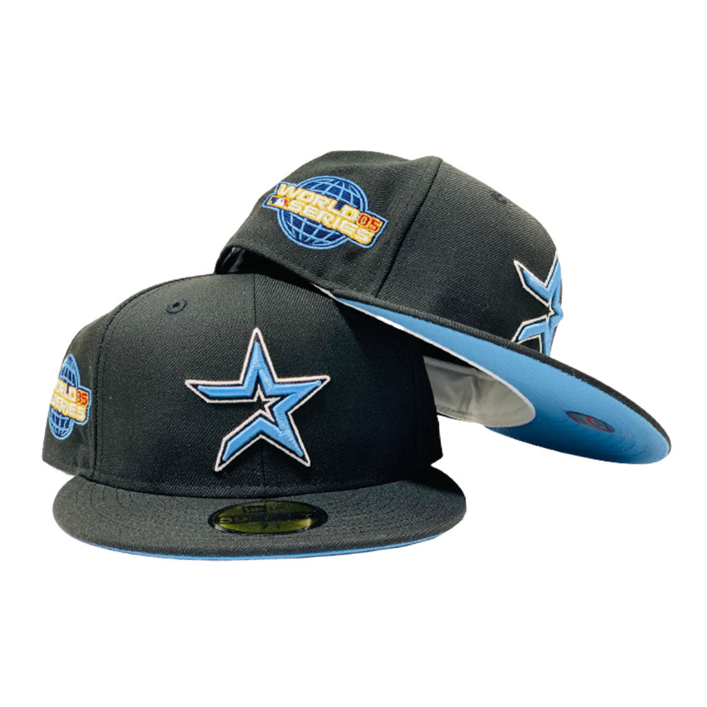 HOUSTON ASTROS 2005 WORLD SERIES BLACK ICY BRIM NEW ERA FITTED HAT
