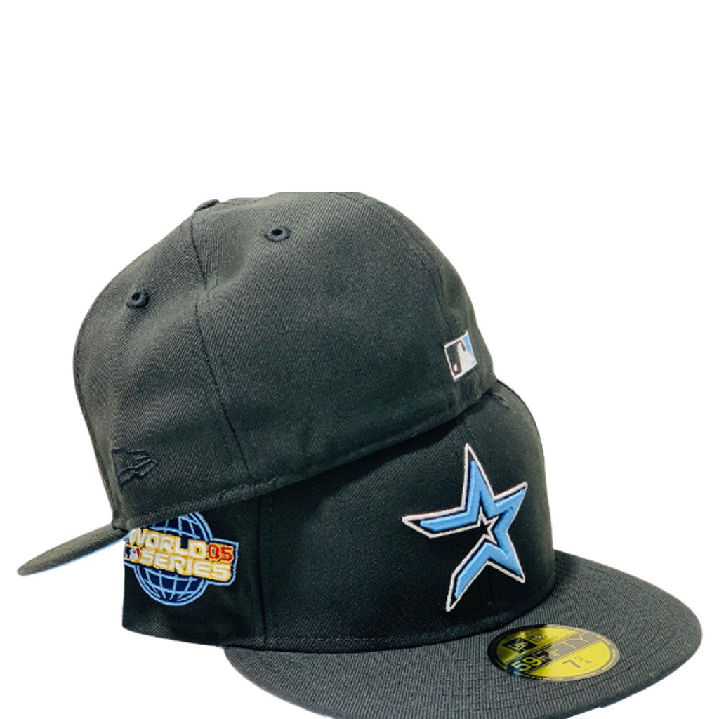 HOUSTON ASTROS 2005 WORLD SERIES BLACK ICY BRIM NEW ERA FITTED HAT
