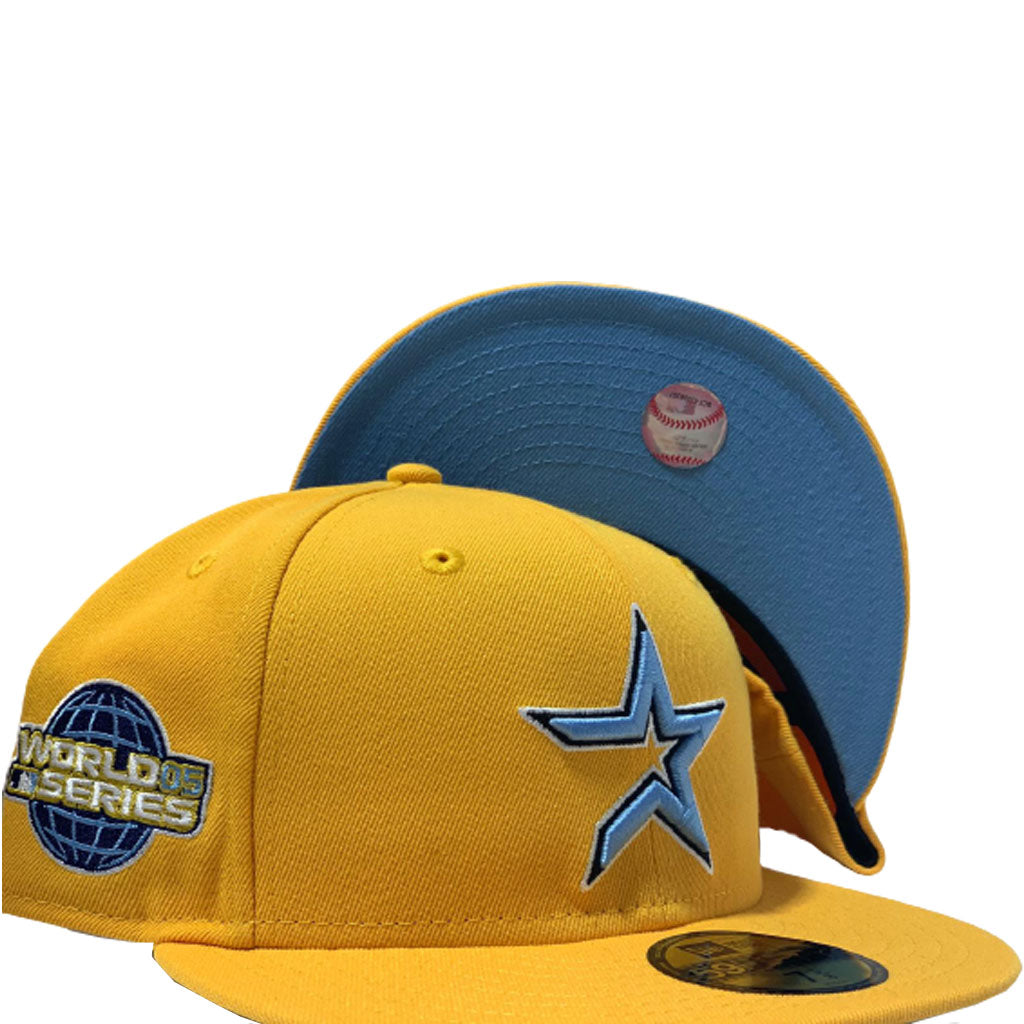 HOUSTON ASTRO 2005 WORLD SERIES YELLOW ICY BRIM NEW ERA FITTED HAT