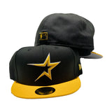 Houston Astro Black Yellow Visor New Era Fitted Hat