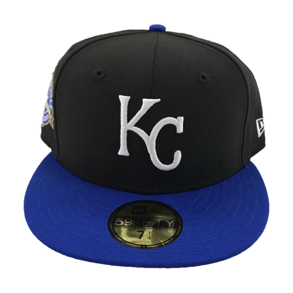 Black Corduroy Kansas City Royals Royal Blue Bottom 40th Anniversary Side Patch New Era 59FIFTY Fitted 73/8