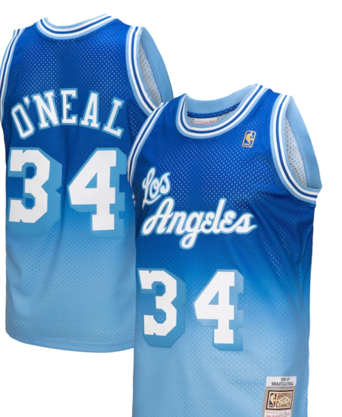 LOS ANGELES LAKERS 1996 SHAQUILLE O'NEAL FADEAWAY NBA MITCHELL & NESS SWINGMAN JERSEY