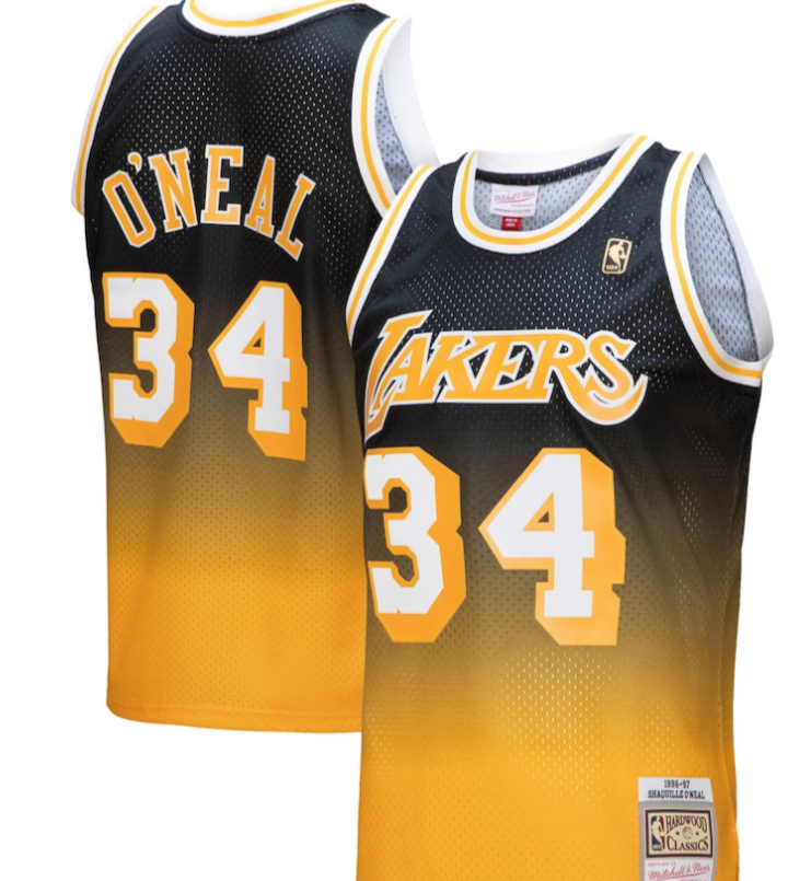 Los Angels Lakers 1996 Shaquille O'Neal Fadeway NBA Mitchell & Ness Swingman Jersey
