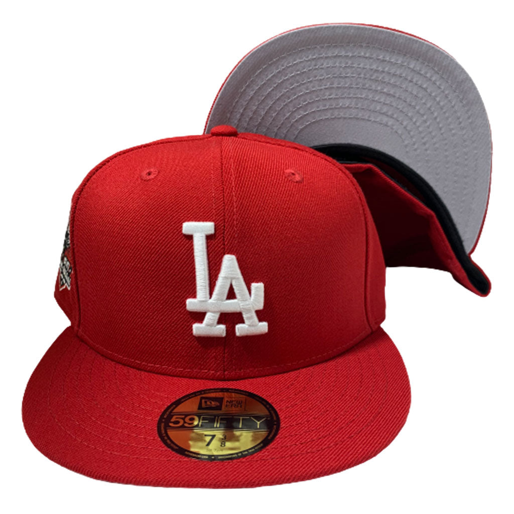 LOS ANGELES ALL RED 1958-2018 SIDE PATCH NEW ERA FITTED HAT