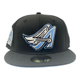 LOS ANGELES ANGELS 50TH ANNIVERSARY BLACK ICY BRIM NEW ERA FITTED HAT