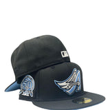 LOS ANGELES ANGELS 50TH ANNIVERSARY BLACK ICY BRIM NEW ERA FITTED HAT