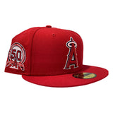 LOS ANGELES ANGELS 50TH SEASONS RED PINK BRIM NEW ERA FITTED