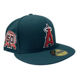 LOS ANGELES ANGLES ALL GREEN 50TH ANNIVERSARY NEW ERA FITTED HAT