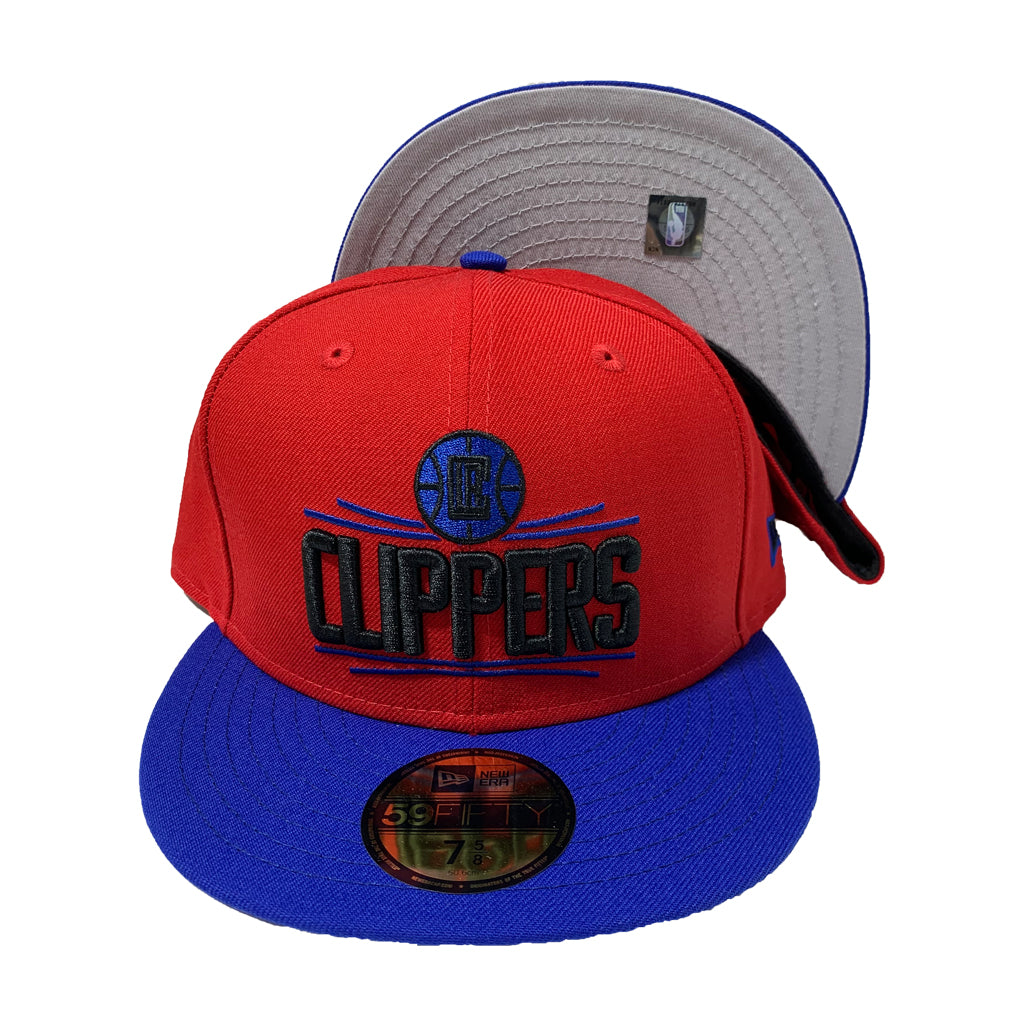 LOS ANGELES CLIPPERS RED TOP WITH ROYAL BLUE VISOR FITTED CAP