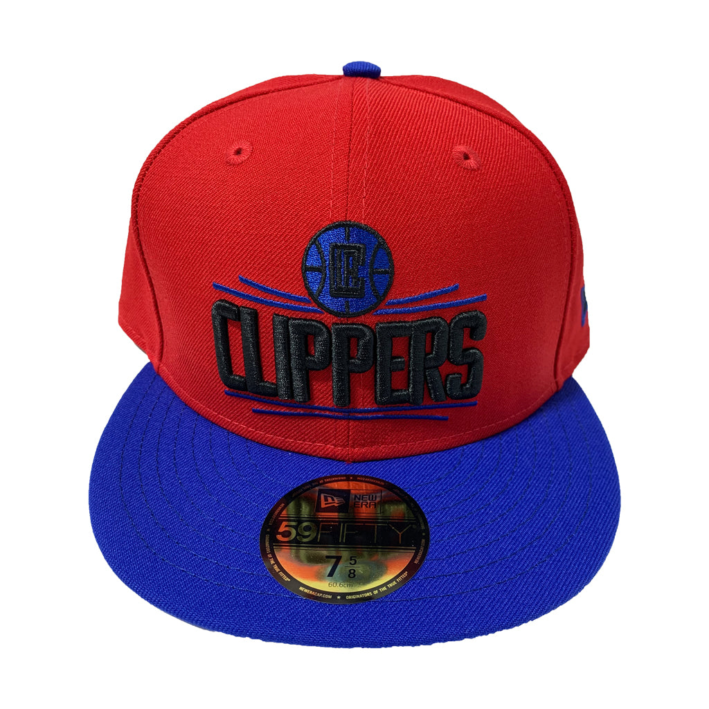LOS ANGELES CLIPPERS RED TOP WITH ROYAL BLUE VISOR FITTED CAP