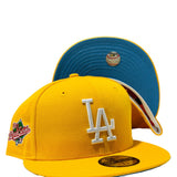 LOS ANGELES DODGERS 1988 WORLD SERIES YELLOW ICY BRIM NEW ERA FITTED HAT