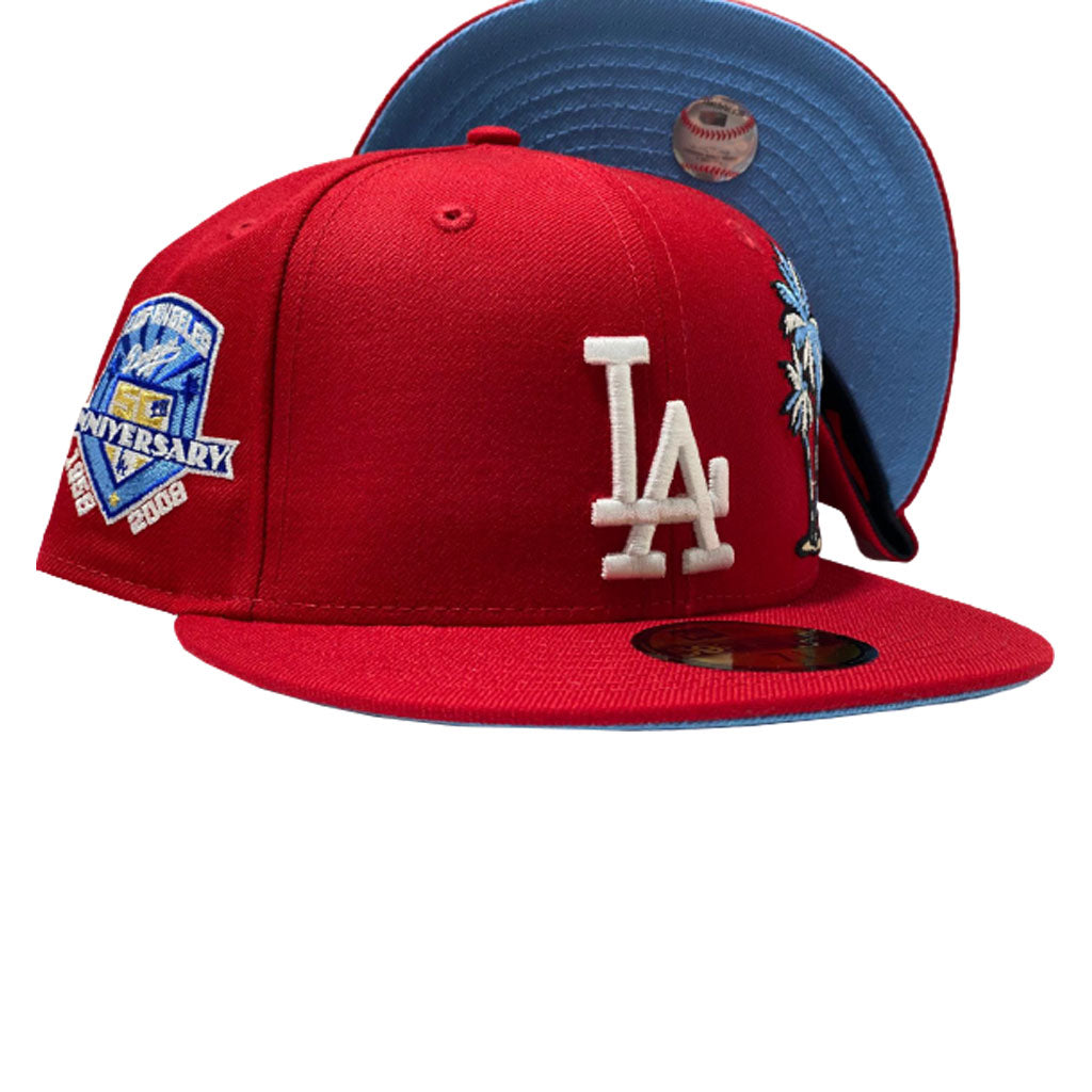Los Angeles Dodgers Script El Salvador Flag Patch Icy UV 59FIFTY Fitted Hat