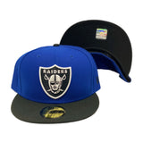 Las Vegas Raiders Black/ Royal Blue Shield Logo New Era 59Fifty Fitted Cap
