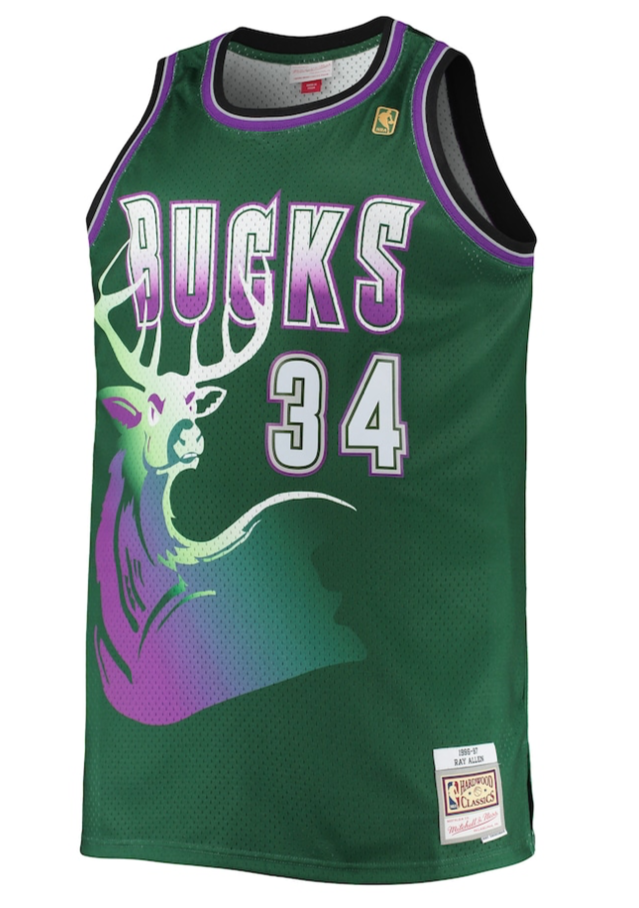 RAY ALLEN MILWAUKEE BUCKS MITCHELL & NESS 1996 SWINGMAN JERSEY