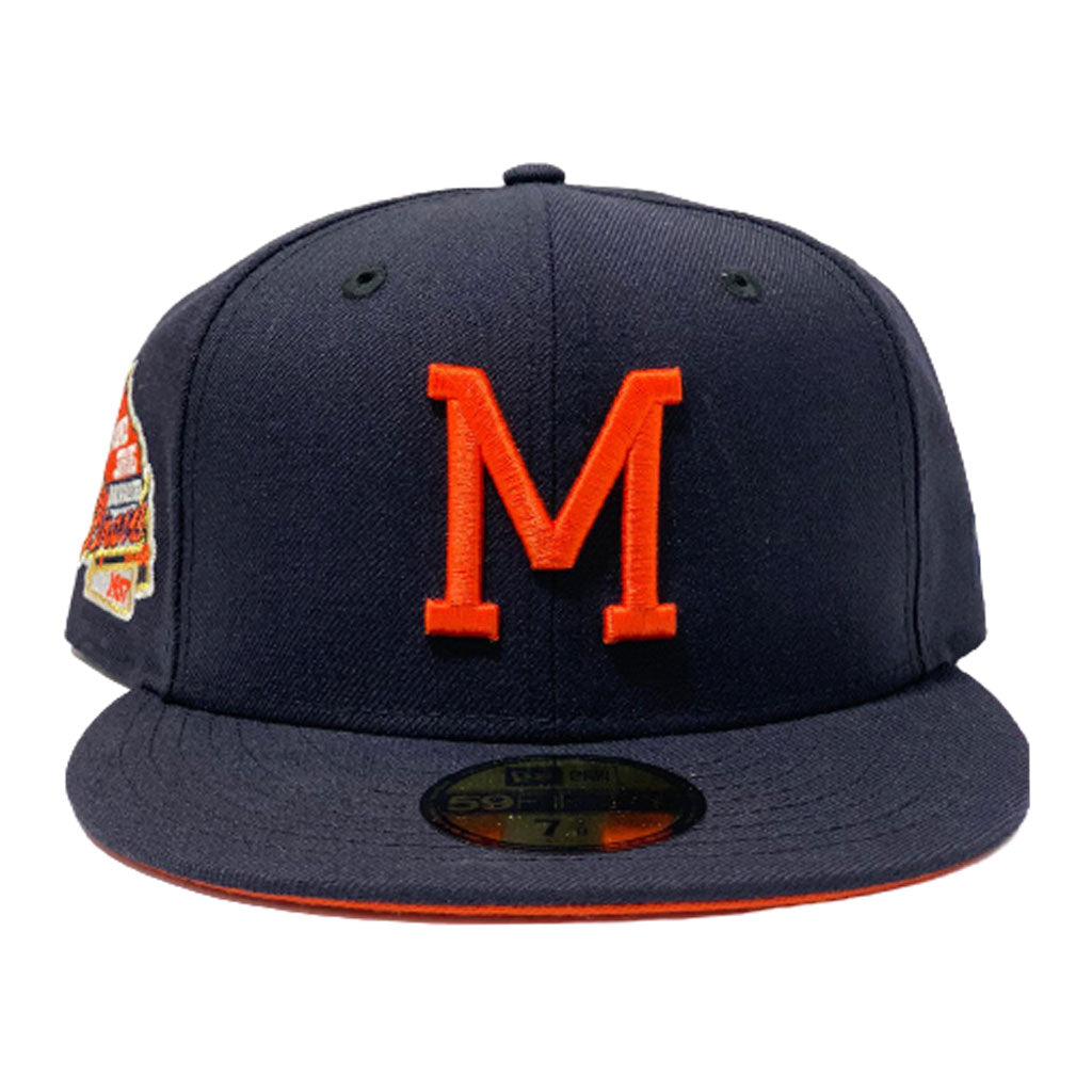 MILWAUKEE BRAVES  1957 WORLD SERIES NAVY ORANGE BRIM NEW ERA FITTED HAT