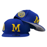 MILWAUKEE BREWERS 50TH SEASONS ROYAL GRAY BRIM NEW ERA FITTED HAT
