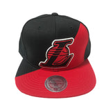 MITCHELL AND NESS NBA QUADRIGA BLACK/ RED  LOS ANGELES LAKERS  SNAPBACK HAT