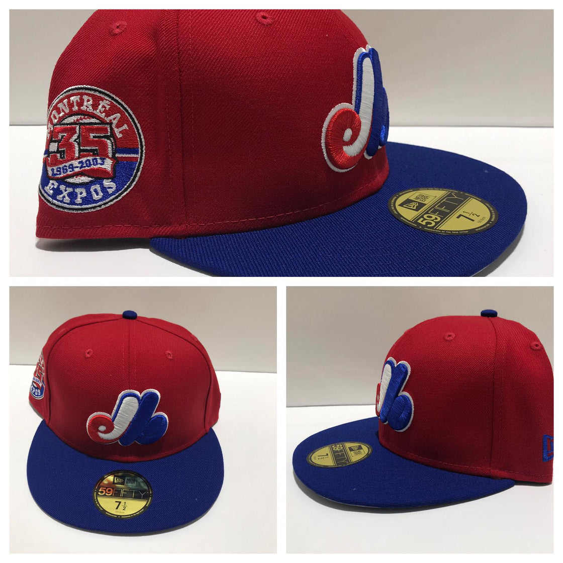 MONTREAL EXPOS NEW ERA FITTED 59FIFTY HAT RED CROWN WITH ROYAL VISOR