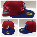 MONTREAL EXPOS NEW ERA FITTED 59FIFTY HAT RED CROWN WITH ROYAL VISOR