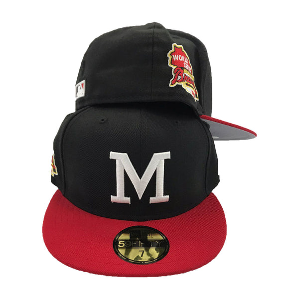 New Era Milwaukee Braves Fitted Green Bottom Navy Red (1957 World Series  Embroidery With New Era Pin)