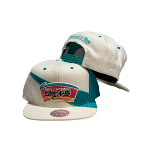 Mitchell and Ness NBA Pattern White / Teal San Antonio Spurs Snapback