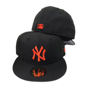 NEW ERA ALL BLACK NEW YORK YANKEES CAP ORANGE LOGO – Sports