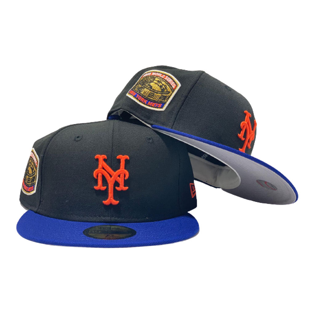 NEW YORK METS 1969 WORLD SERIES BLACK CAP ROYAL VISOR NEW ERA FITTED HAT