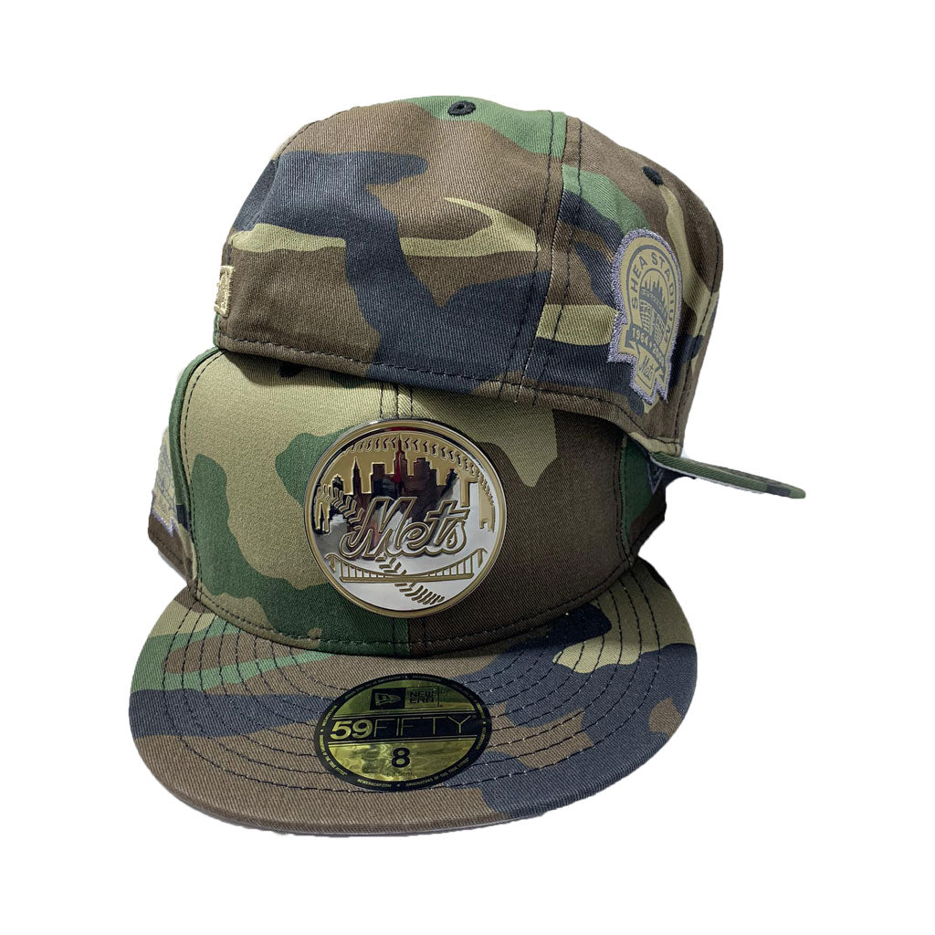 NEW YORK METS CAMO METAL LOGO NEW ERA FITTED CAP