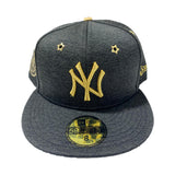 NEW YORK YANKEE 59FIFTY NEW ERA ALL BLACK  HEATHER HAT