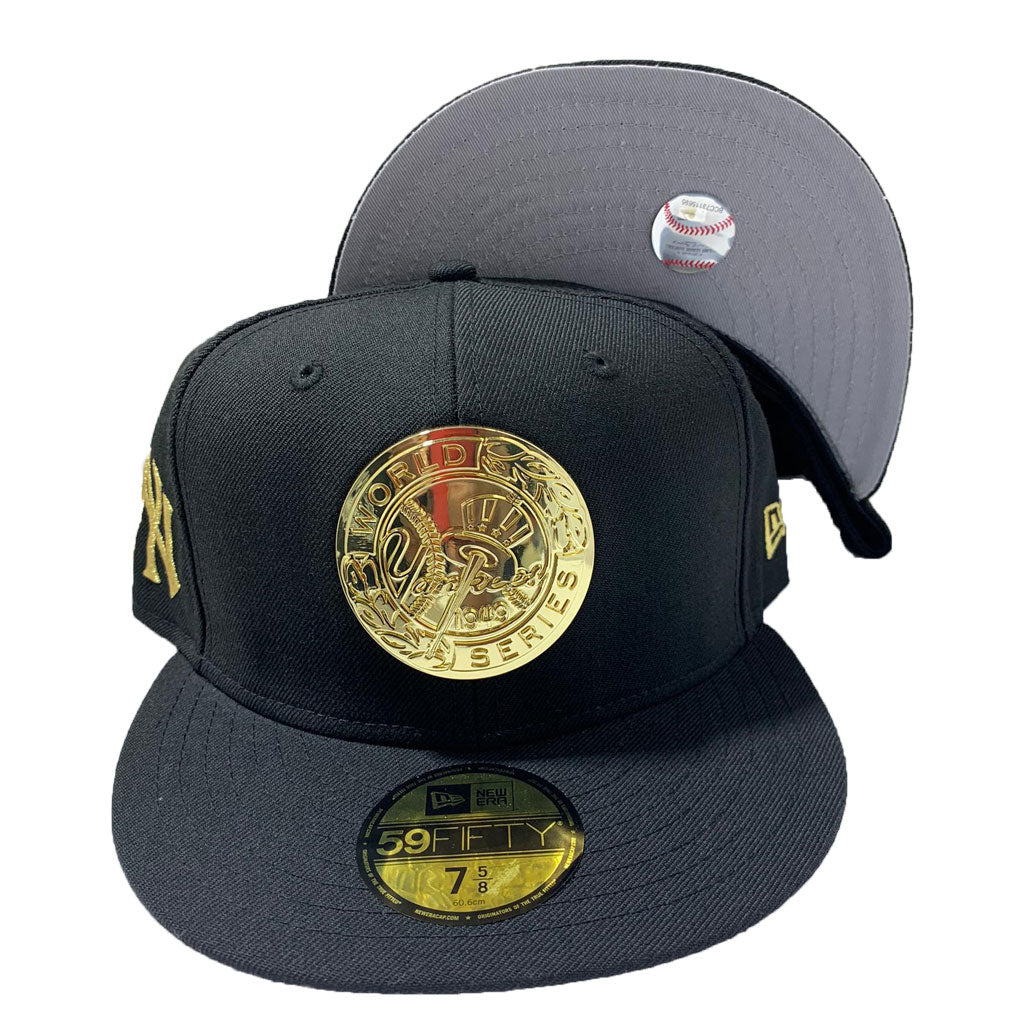 NEW YORK YANKEE 59FIFTY NEW ERA ALL BLACK WITH GOLD LOGO HAT