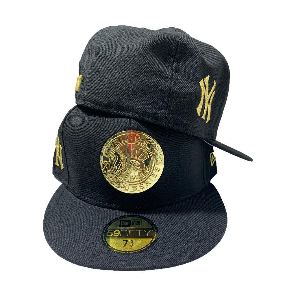 NEW YORK YANKEE 59FIFTY NEW ERA ALL BLACK WITH GOLD LOGO HAT