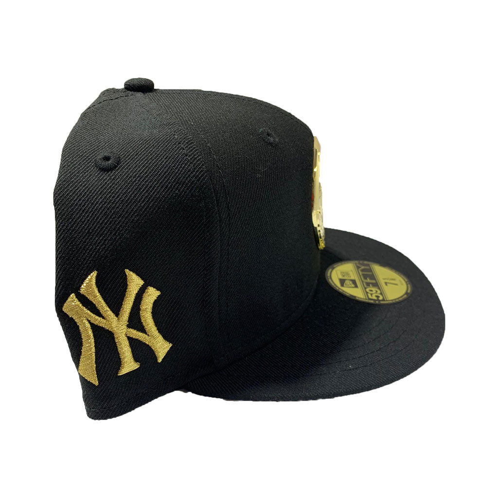 NEW YORK YANKEE 59FIFTY NEW ERA ALL BLACK WITH GOLD LOGO HAT