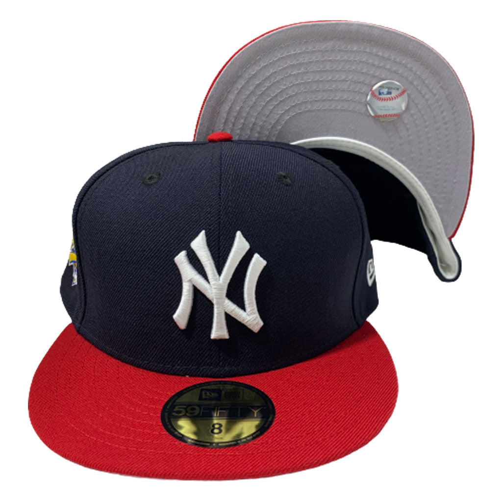 NEW YORK YANKEE NAVY BLUE TOP AND RED VISOR 1996 WORLD SERIES NEW ERA FITTED HAT