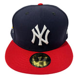 NEW YORK YANKEE NAVY BLUE TOP AND RED VISOR 1996 WORLD SERIES NEW ERA FITTED HAT