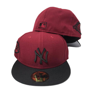 NEW YORK YANKEES BURBUNDY/ BLACK METAL LOGO NEW ERA 59FIFTY FITTED HAT