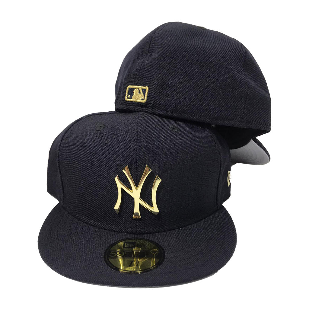 NEW YORK YANKEES NAVY METAL GOLD LOGO NEW ERA 59FIFTY FITTED HAT