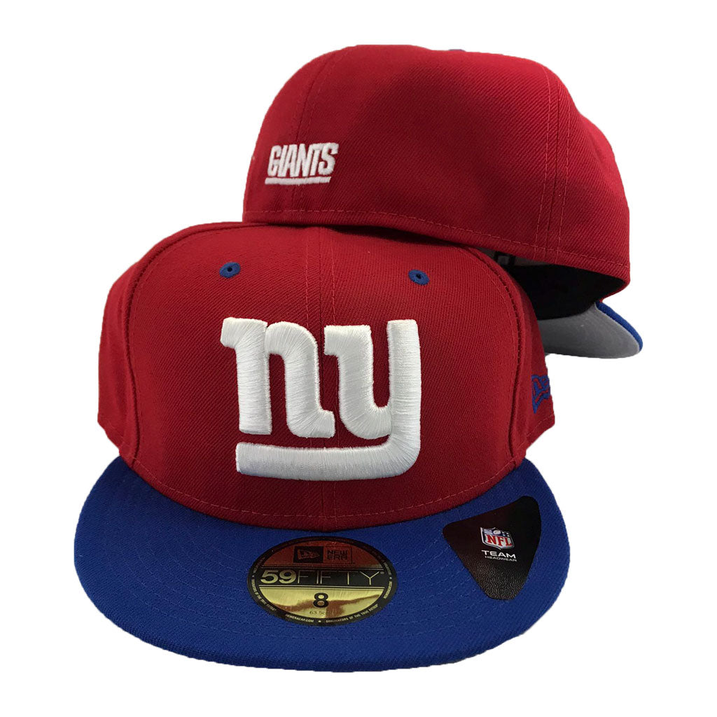 NFL New York Giants Red Cap Royal Visor New Era Fitted Hat