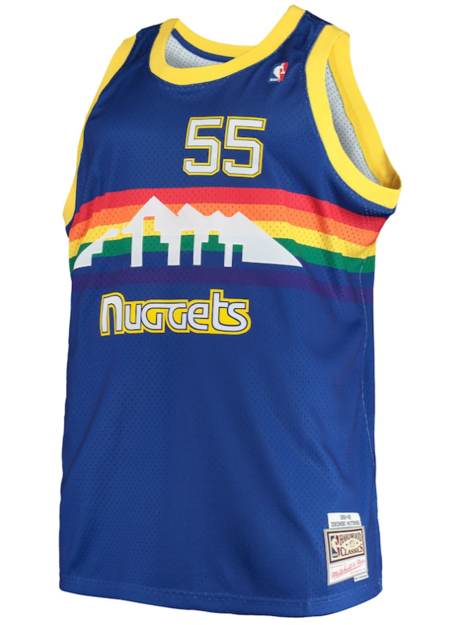DIKEMBE MUTOMBO DENVER NUGGETS MITCHELL & NESS 1991 SWINGMAN JERSEY